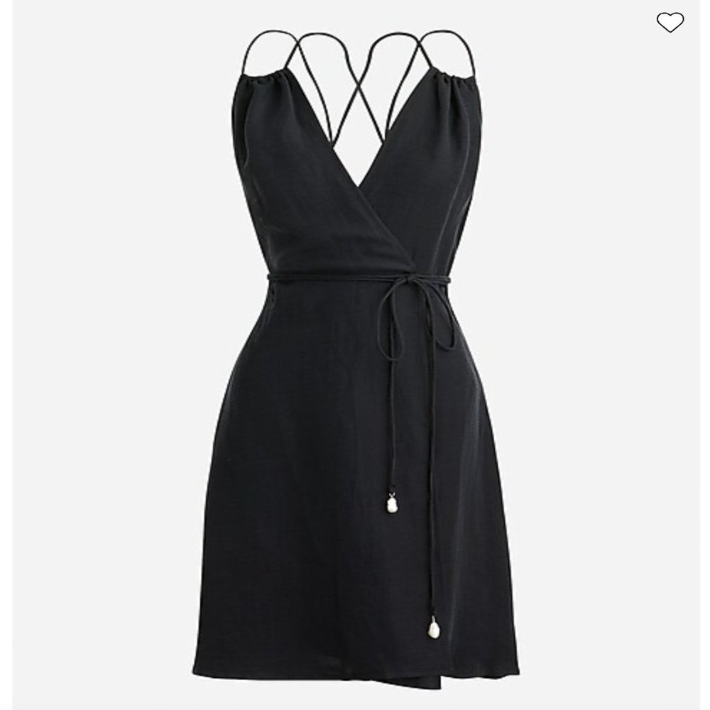 NWT J.crew black strappy linen-cupro dress, M